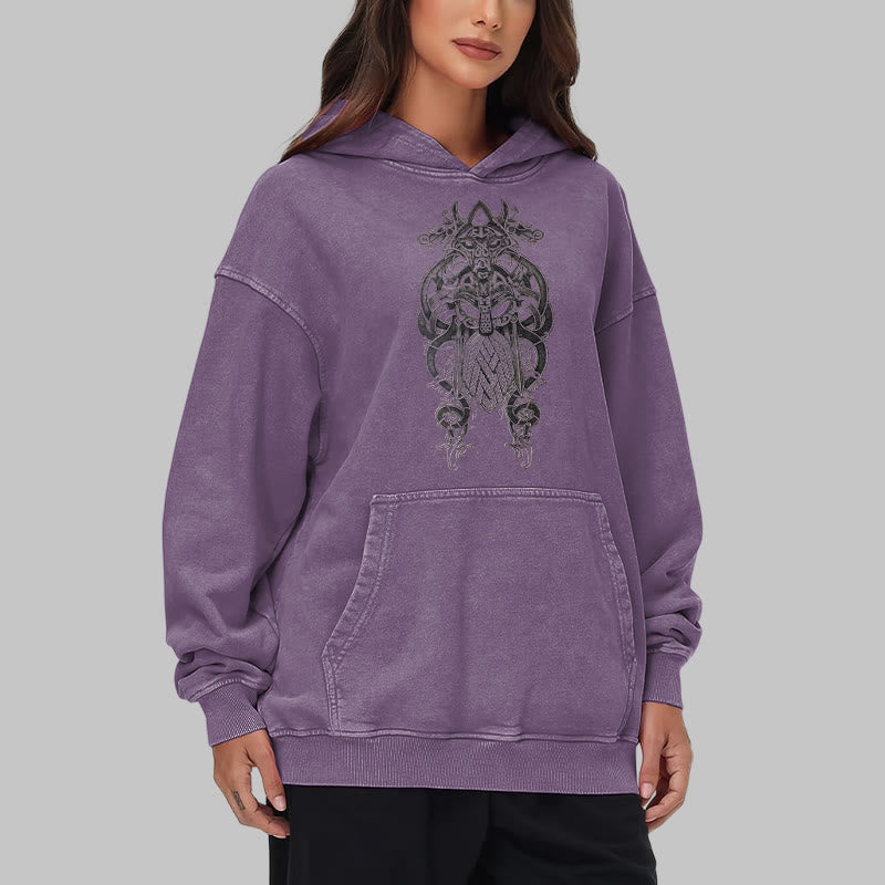 WorldNorse Odin Thors Hammer doppelseitiger gewaschener Kapuzenpullover - image 38
