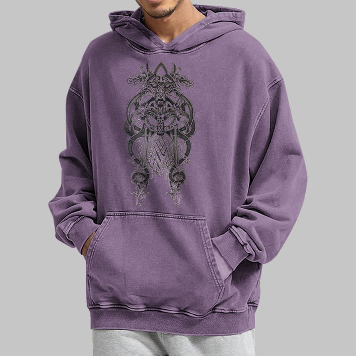 WorldNorse Odin Thors Hammer doppelseitiger gewaschener Kapuzenpullover - image 36