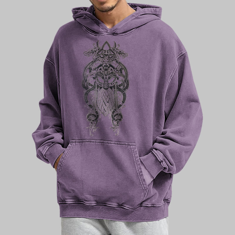 WorldNorse Odin Thors Hammer doppelseitiger gewaschener Kapuzenpullover - image 37