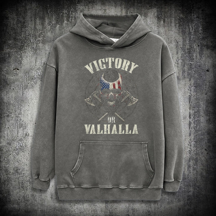 WorldNorse Victory oder Valhalla Warrior gewaschener Kapuzenpullover - Grau - 3XL - image 14