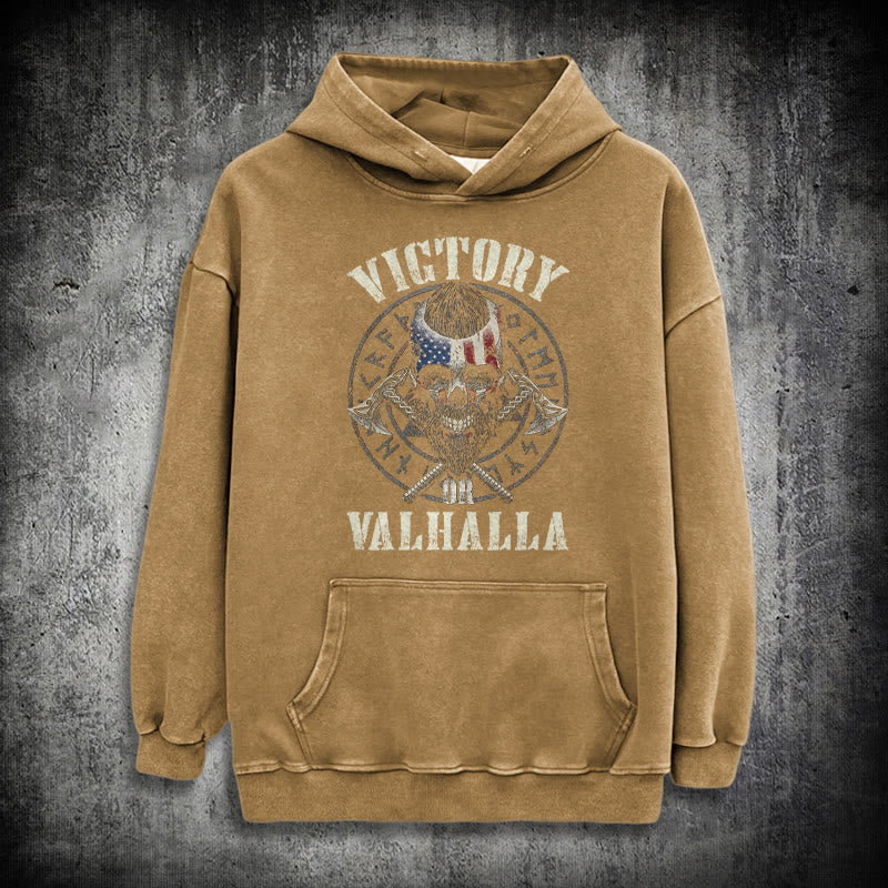 WorldNorse Victory oder Valhalla Warrior gewaschener Kapuzenpullover - Khaki - 3XL - image 28