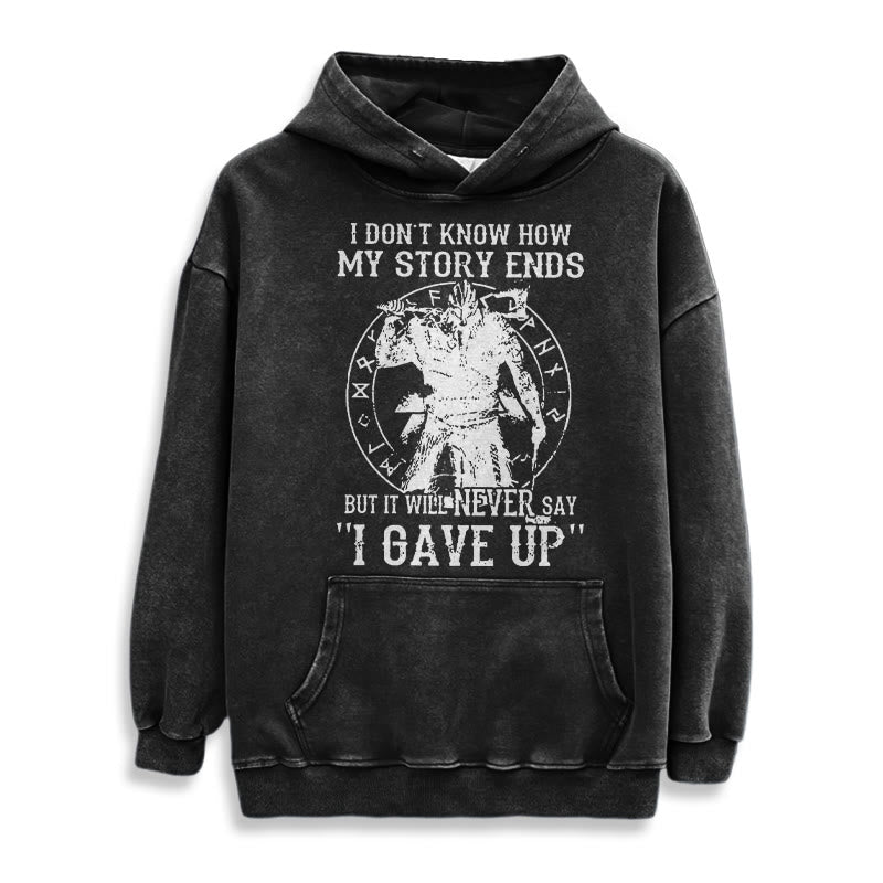 WorldNorse – Gewaschener Kapuzenpullover „It Will Never Say ''I Gave Up'' - image 3