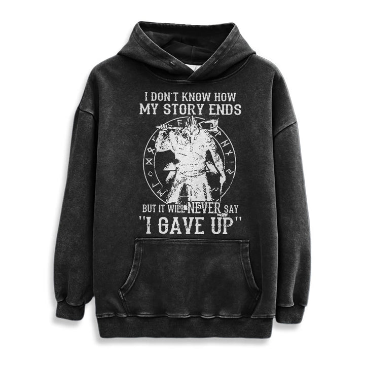 WorldNorse – Gewaschener Kapuzenpullover „It Will Never Say ''I Gave Up'' - image 3