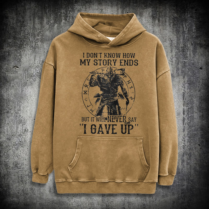 WorldNorse – Gewaschener Kapuzenpullover „It Will Never Say ''I Gave Up'' - Khaki - 3XL - image 27