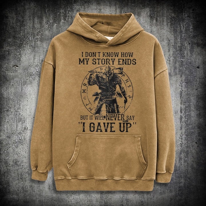 WorldNorse – Gewaschener Kapuzenpullover „It Will Never Say ''I Gave Up'' - Khaki - 3XL - image 27