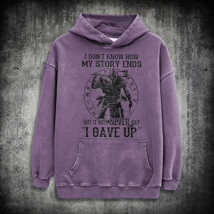 WorldNorse – Gewaschener Kapuzenpullover „It Will Never Say ''I Gave Up'' - Lila - 3XL - image 33