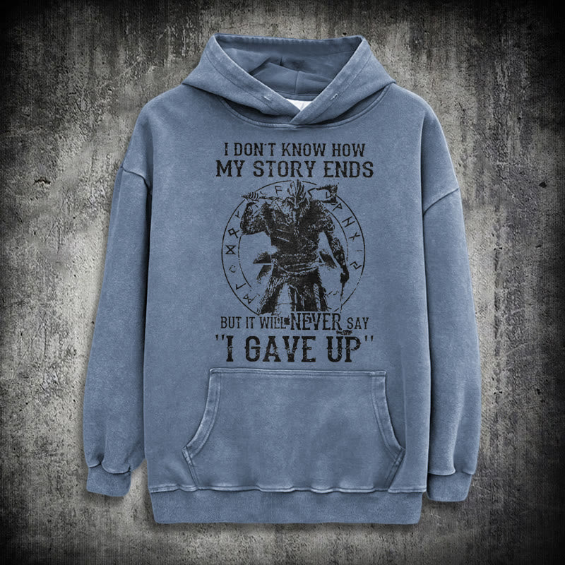 WorldNorse – Gewaschener Kapuzenpullover „It Will Never Say ''I Gave Up'' - Blau - 3XL - image 19