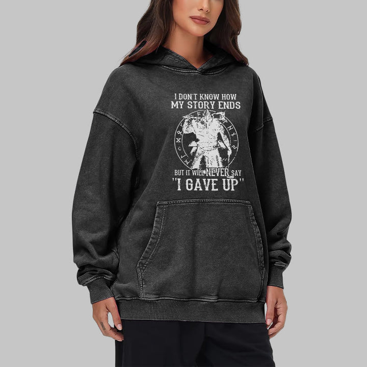 WorldNorse – Gewaschener Kapuzenpullover „It Will Never Say ''I Gave Up'' - image 8