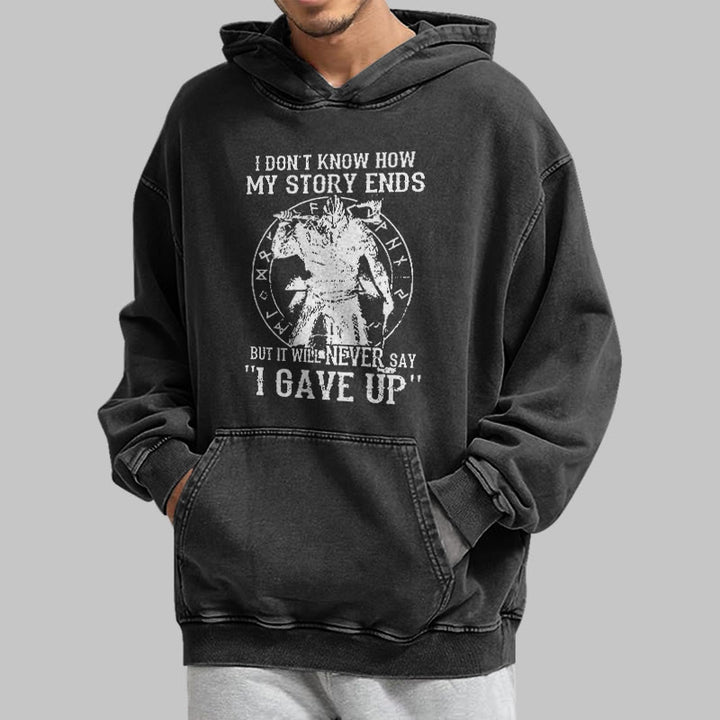 WorldNorse – Gewaschener Kapuzenpullover „It Will Never Say ''I Gave Up'' - image 4