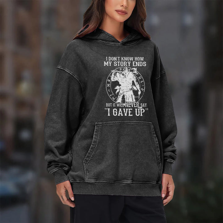WorldNorse – Gewaschener Kapuzenpullover „It Will Never Say ''I Gave Up'' - image 12