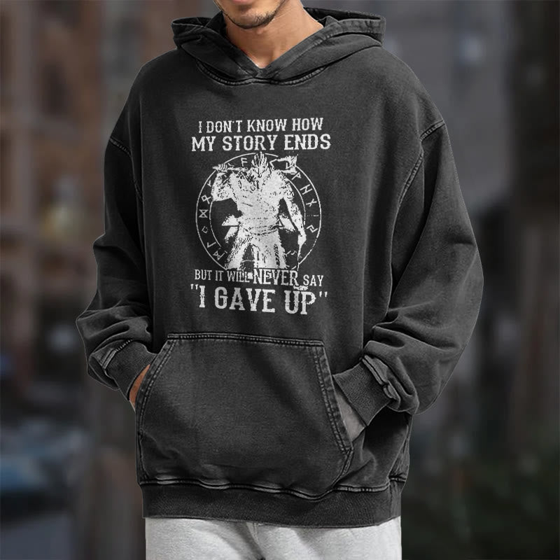 WorldNorse – Gewaschener Kapuzenpullover „It Will Never Say ''I Gave Up'' - image 7