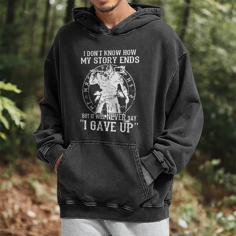 WorldNorse – Gewaschener Kapuzenpullover „It Will Never Say ''I Gave Up'' - image 6