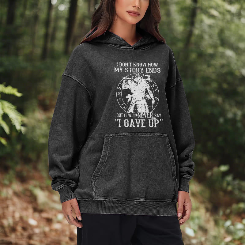 WorldNorse – Gewaschener Kapuzenpullover „It Will Never Say ''I Gave Up'' - image 11