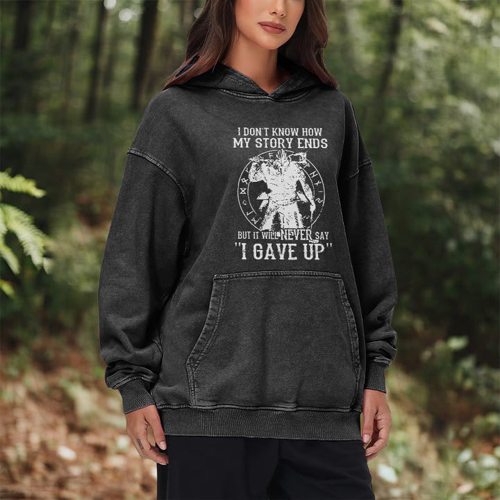 WorldNorse – Gewaschener Kapuzenpullover „It Will Never Say ''I Gave Up'' - image 11