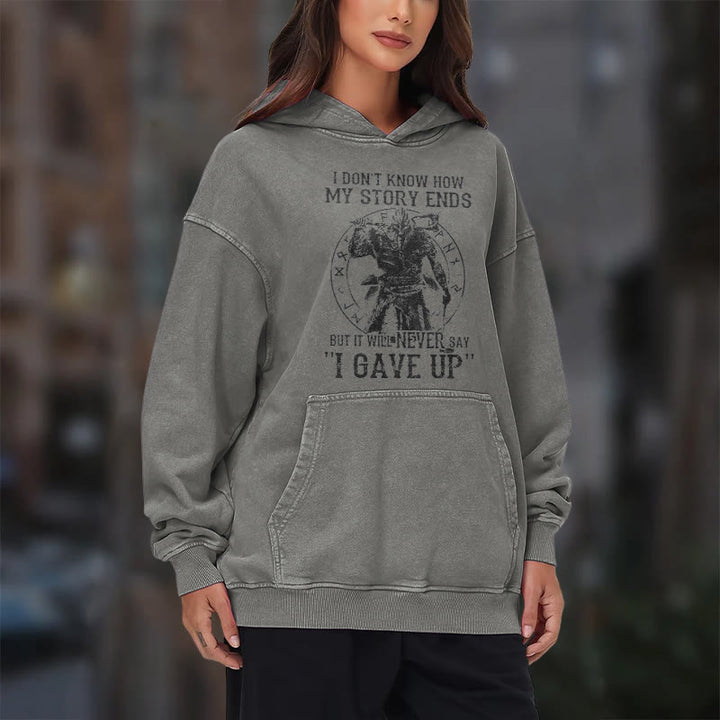 WorldNorse – Gewaschener Kapuzenpullover „It Will Never Say ''I Gave Up'' - image 17
