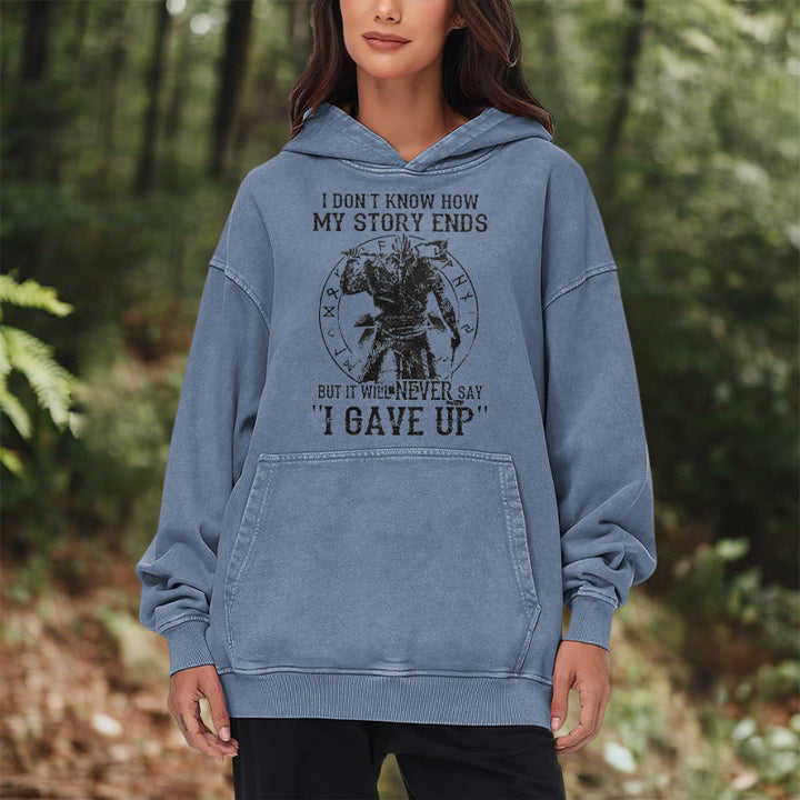 WorldNorse – Gewaschener Kapuzenpullover „It Will Never Say ''I Gave Up'' - image 25