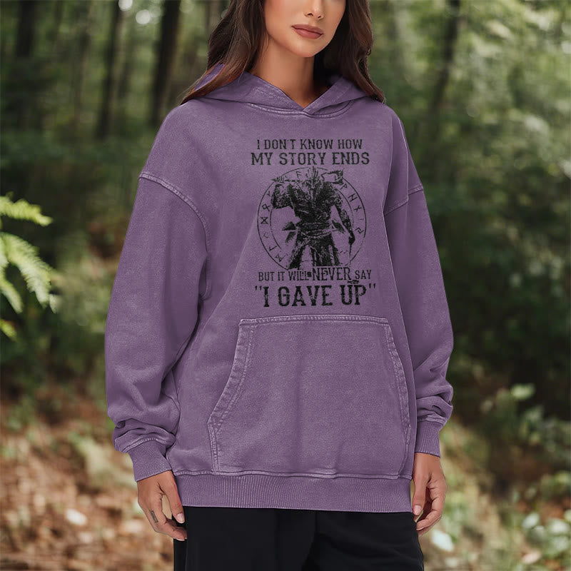 WorldNorse – Gewaschener Kapuzenpullover „It Will Never Say ''I Gave Up'' - image 37
