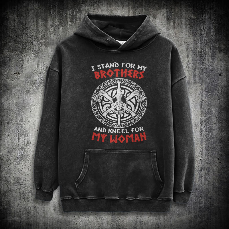 WorldNorse Viking Standbrothers gewaschener Kapuzenpullover - Schwarz - 3XL - image 1