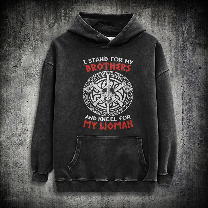 WorldNorse Viking Standbrothers gewaschener Kapuzenpullover - Schwarz - 3XL - image 1