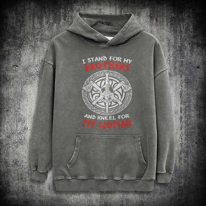 WorldNorse Viking Standbrothers gewaschener Kapuzenpullover - Grau - 3XL - image 13