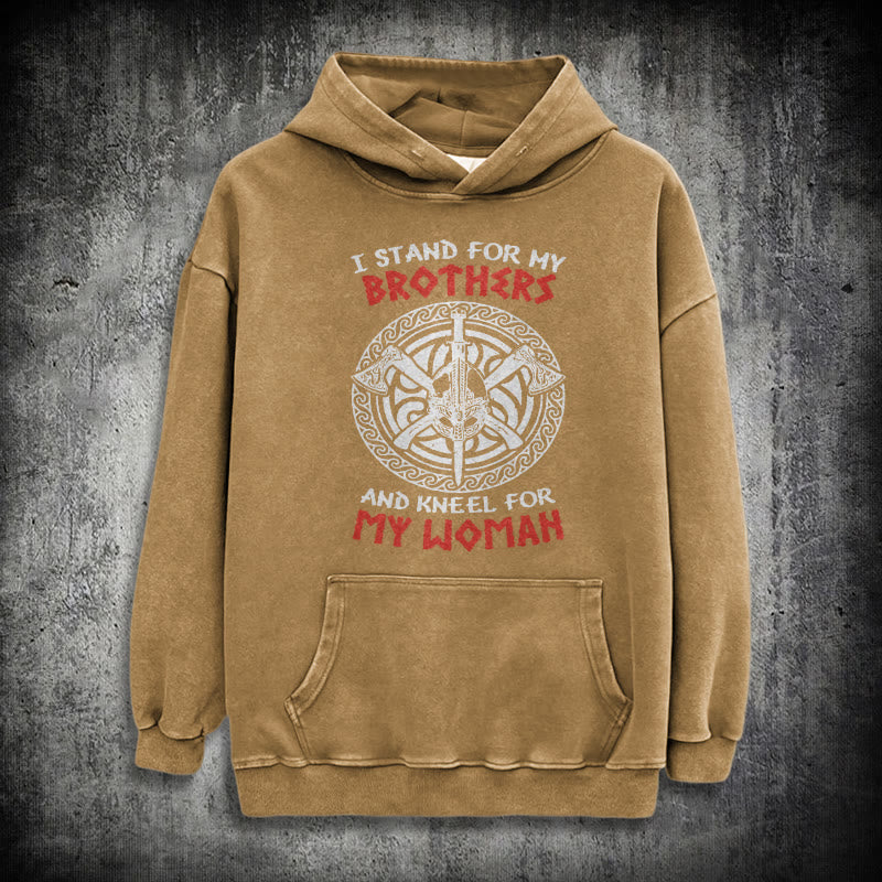 WorldNorse Viking Standbrothers gewaschener Kapuzenpullover - Khaki - 3XL - image 27