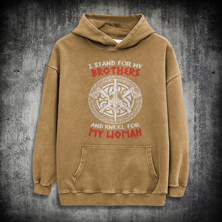 WorldNorse Viking Standbrothers gewaschener Kapuzenpullover - Khaki - 3XL - image 27