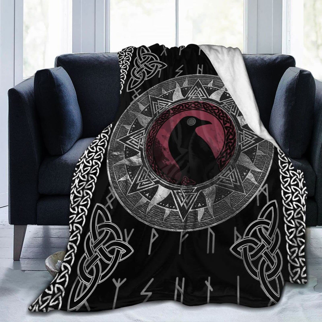 WorldNorse Keltischer Knoten Raven - Roter und schwarzer Raven - 264x228cm - image 0