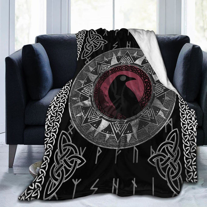 WorldNorse Keltischer Knoten Raven - Roter und schwarzer Raven - 264x228cm - image 0