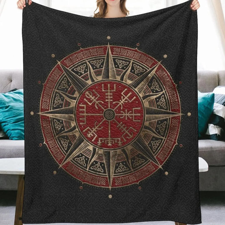 WorldNorse Wolves Vegvisir Decke - Roter Vegvisir - 264x228cm - image 8