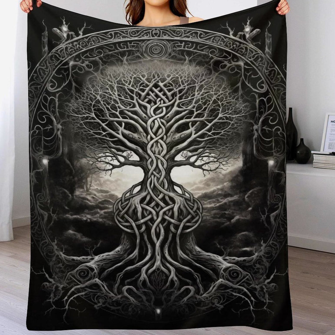 WorldNorse Moon Yggdrasil Decke - Yggdrasil + Keltischer Knoten - 264x228cm - image 12