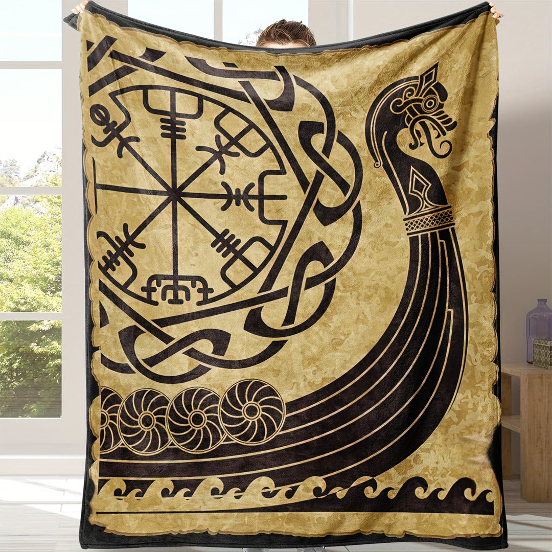 WorldNorse Vegvisir Nordischer Drache - Khakifarbener Vegvisir - 264x228cm - image 0