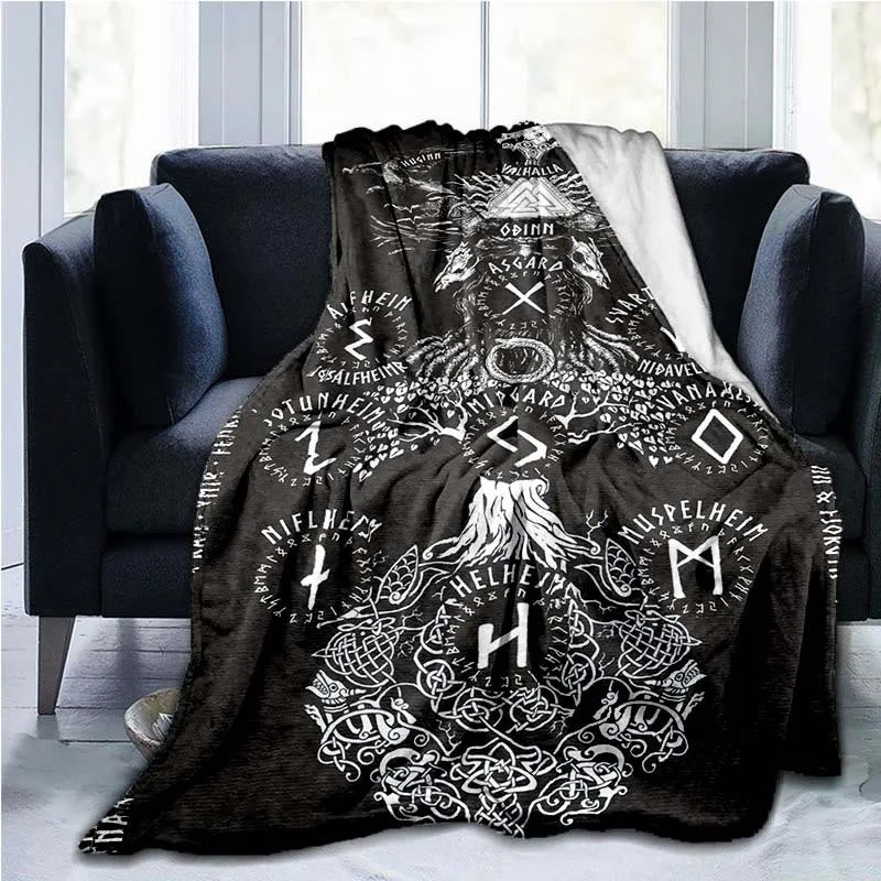 WorldNordische Wikinger-Kriegerdecke - Schwarze Rune - 264x228cm - image 5
