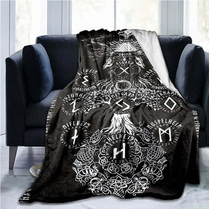 WorldNordische Wikinger-Kriegerdecke - Schwarze Rune - 264x228cm - image 5