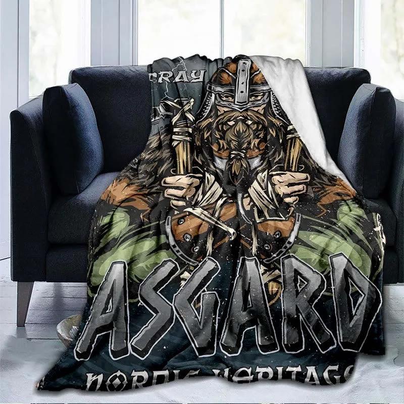 WorldNordische Wikinger-Kriegerdecke - Asgard-Krieger - 264x228cm - image 12