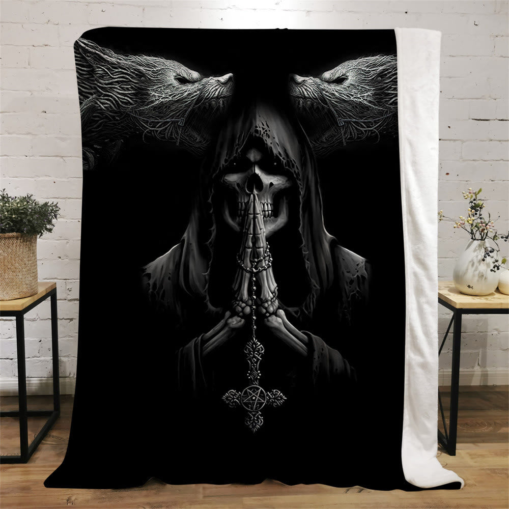 WorldNorse Keltischer Knoten Krieger Decke - Schädel - 264x228cm - image 0