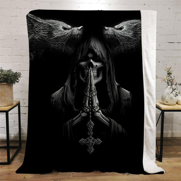 WorldNorse Keltischer Knoten Krieger Decke - Schädel - 264x228cm - image 0