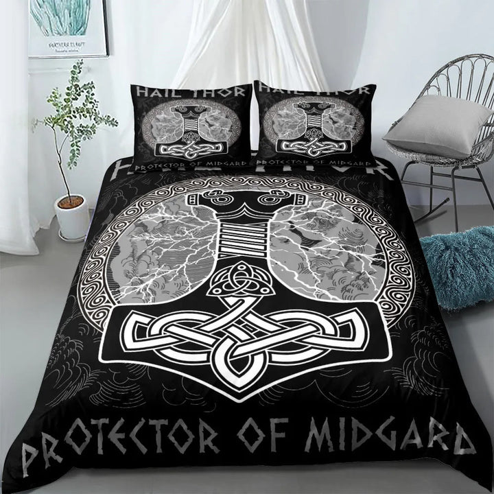 WorldNorse Keltischer Knoten Mjölnir Bettwäsche-Set