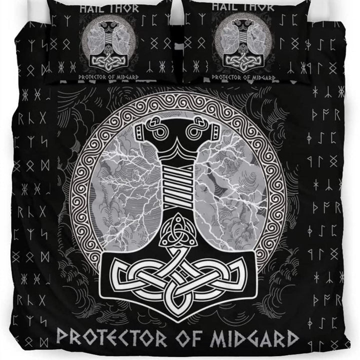 WorldNorse Keltischer Knoten Mjölnir Bettwäsche-Set - Mjölnir - 260 x 240 cm (1 Bettbezug + 2 Kissenbezüge) - image 0