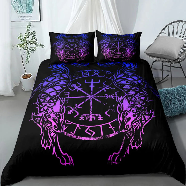 WorldNorse Vegvisir Rune Bettwäsche-Set - Vegvisir - 260 x 240 cm (1 Bettbezug + 2 Kissenbezüge) - image 0