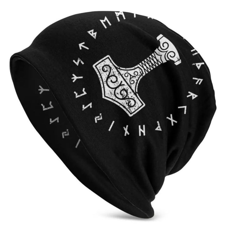 WorldNorse Thors Hammer Runen Runde Beanie