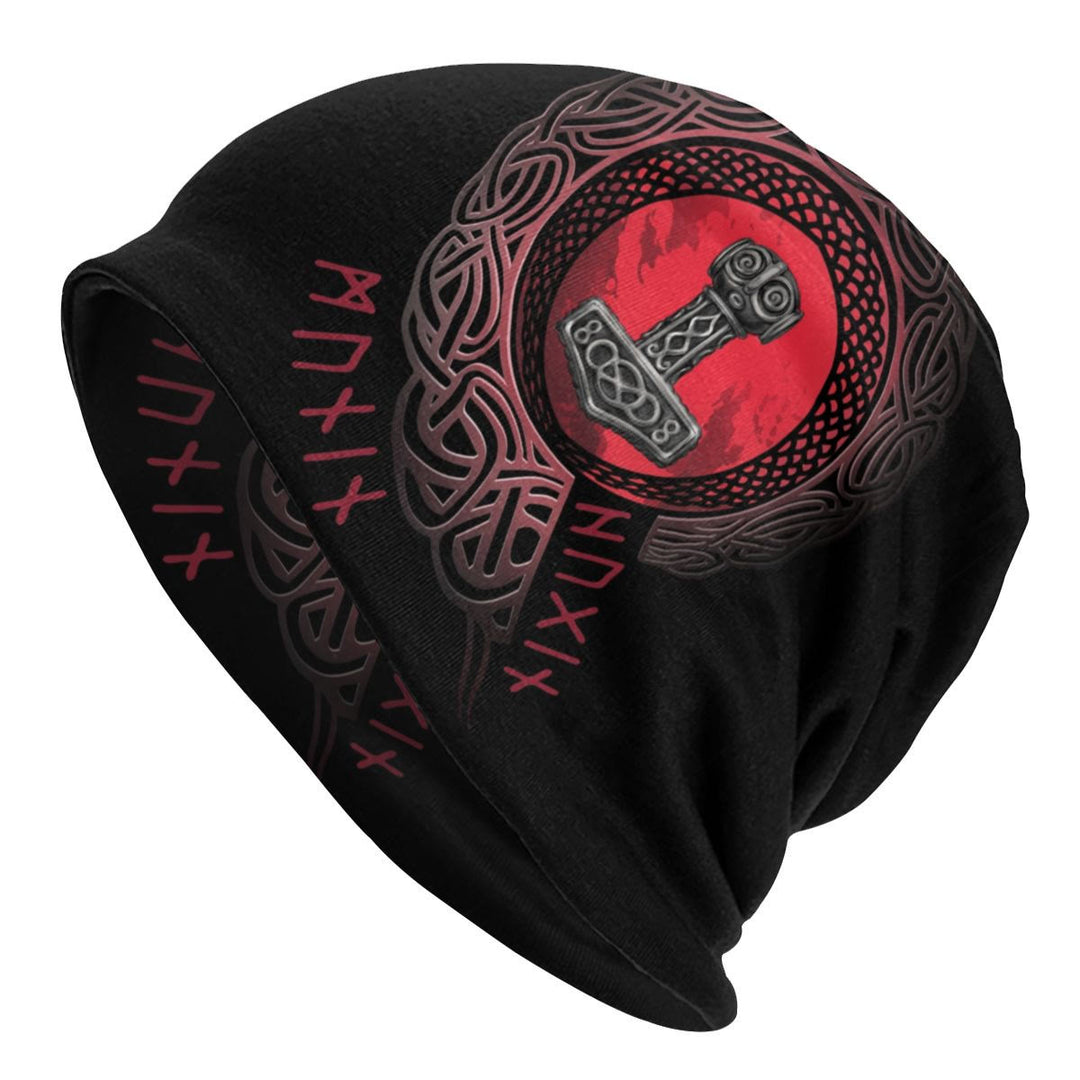 WorldNorse Thors Hammer Runen Runde Beanie