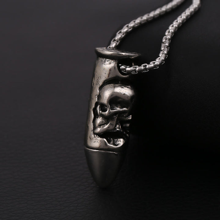 WorldNorse Halskette mit Totenkopf-Wickelanhänger und Kreuz