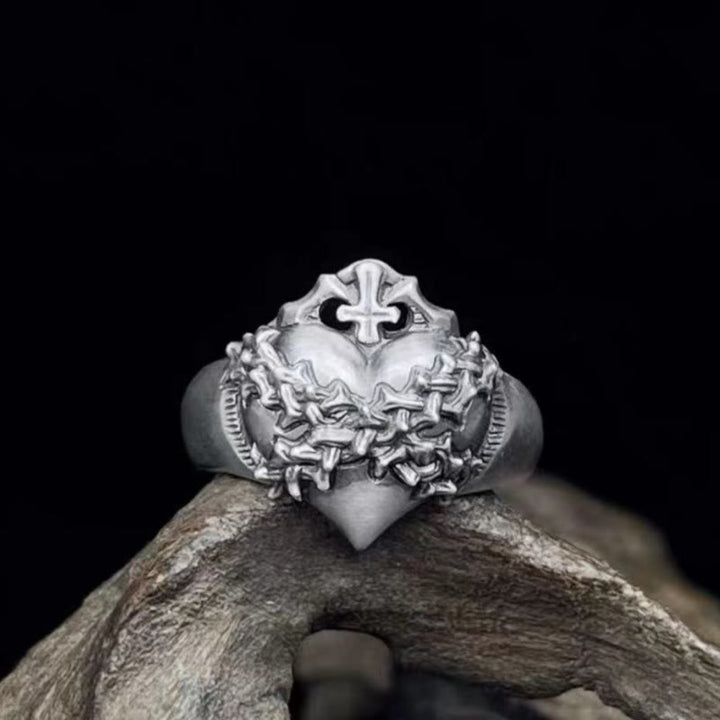WorldNorse Herz aus Dornen Kreuz Ring