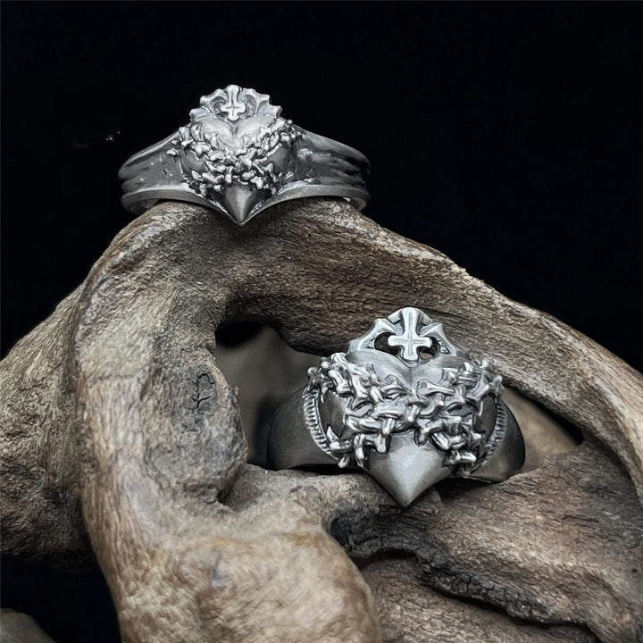 WorldNorse Herz aus Dornen Kreuz Ring