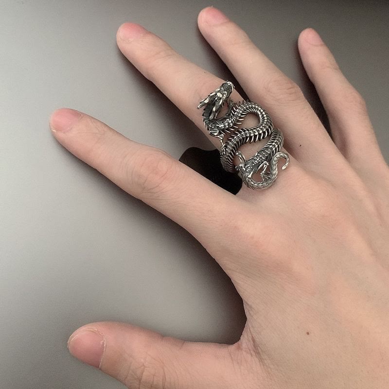 WorldNorse Cooler verstellbarer Ring mit Drachenskelett