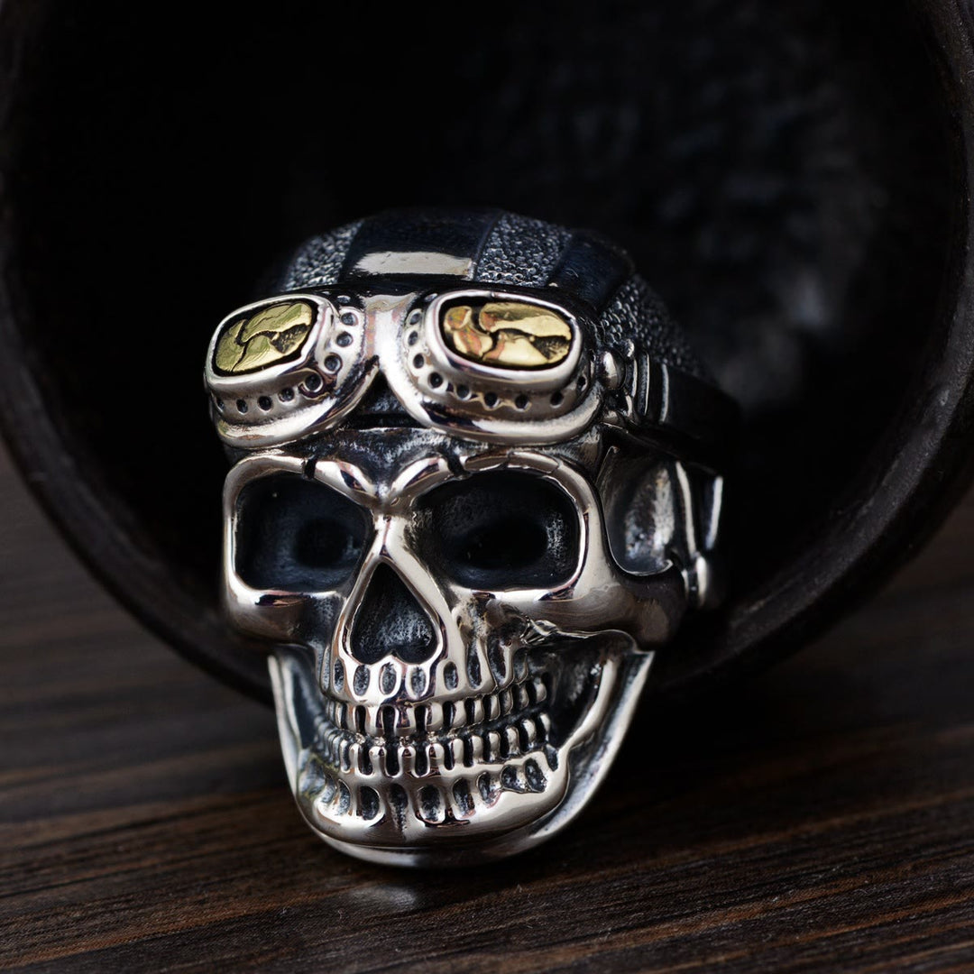 WorldNorse Totenkopf mit Pilotenglasring
