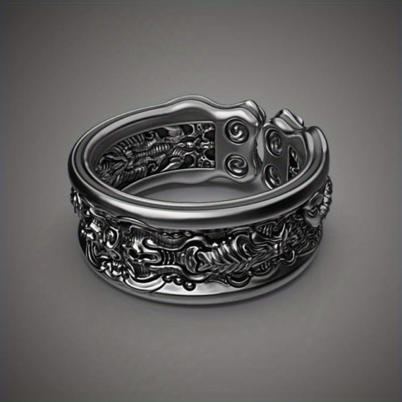 WorldNorse Creative Offener Ring mit schwarzem Skorpion