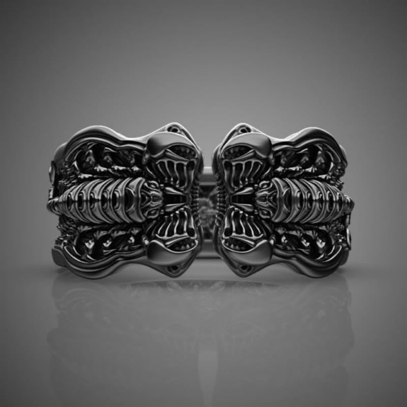 WorldNorse Creative Offener Ring mit schwarzem Skorpion