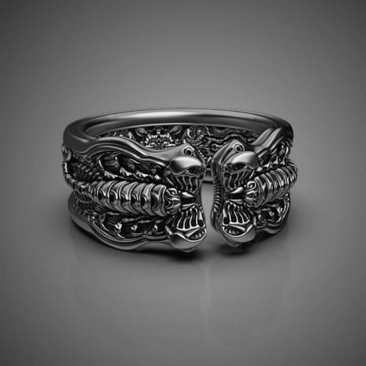 WorldNorse Creative Offener Ring mit schwarzem Skorpion