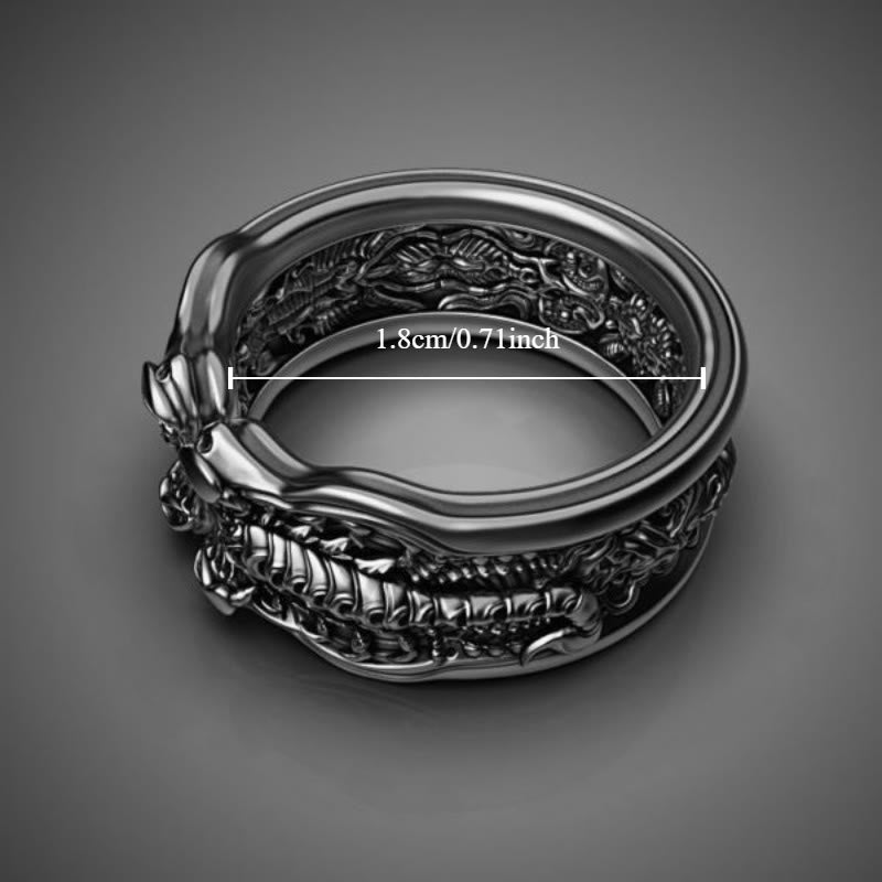 WorldNorse Creative Offener Ring mit schwarzem Skorpion